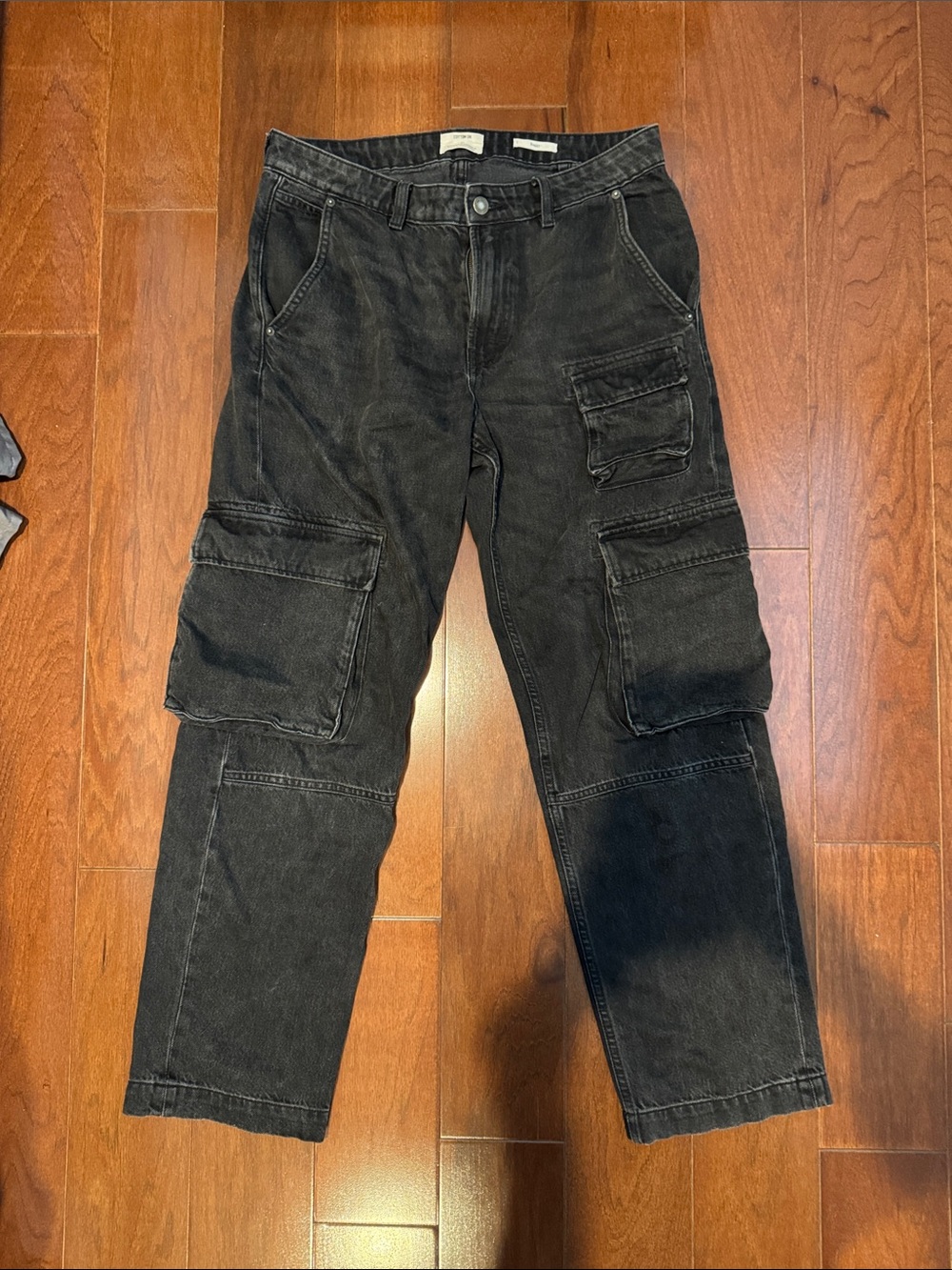 Cotton On Men's Black Washed Cargo Pants 32 waist 29 length